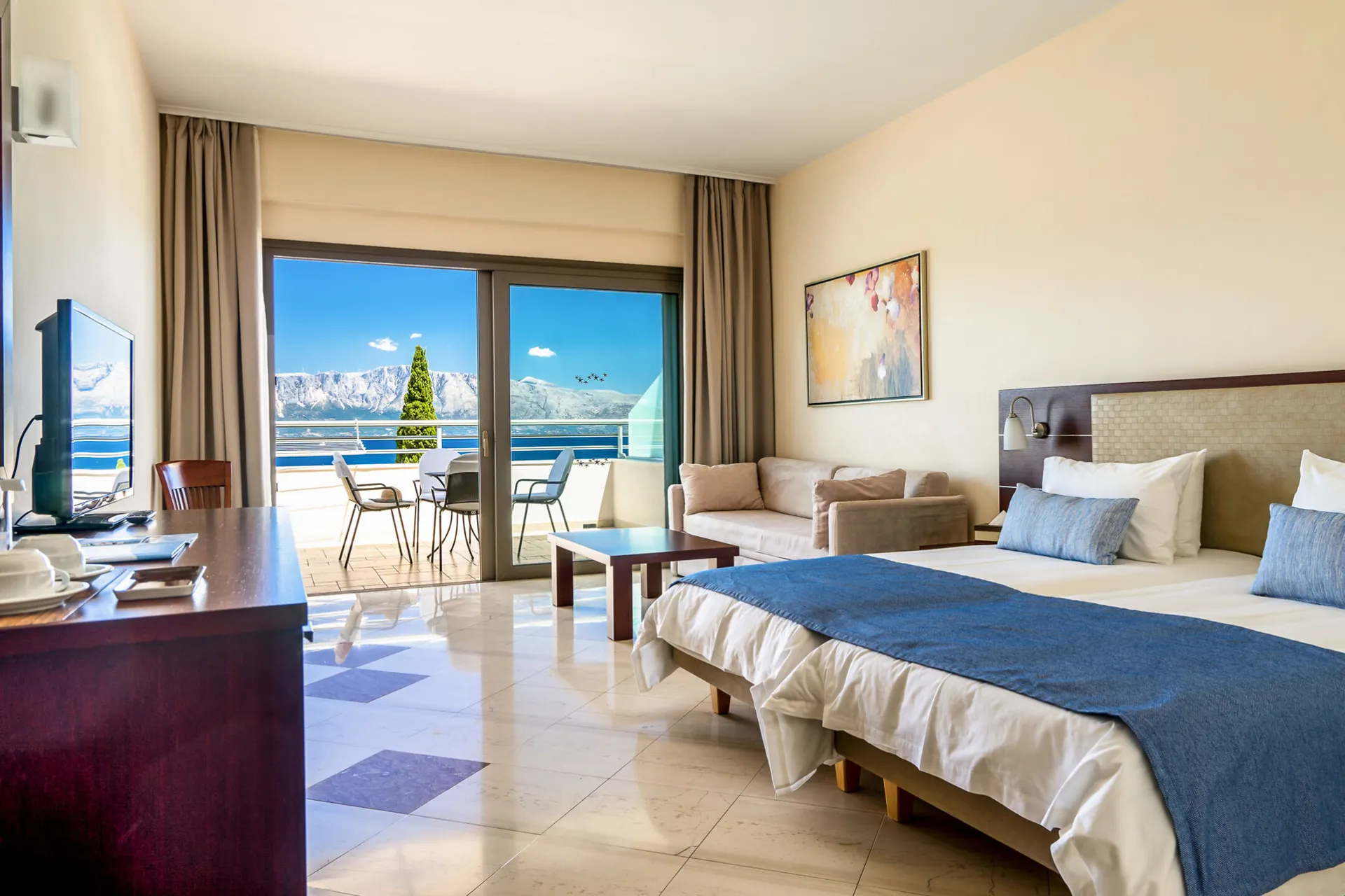 Porto Galini Seaside Resort - Doppelzimmer Superior seitlicher Meerblick