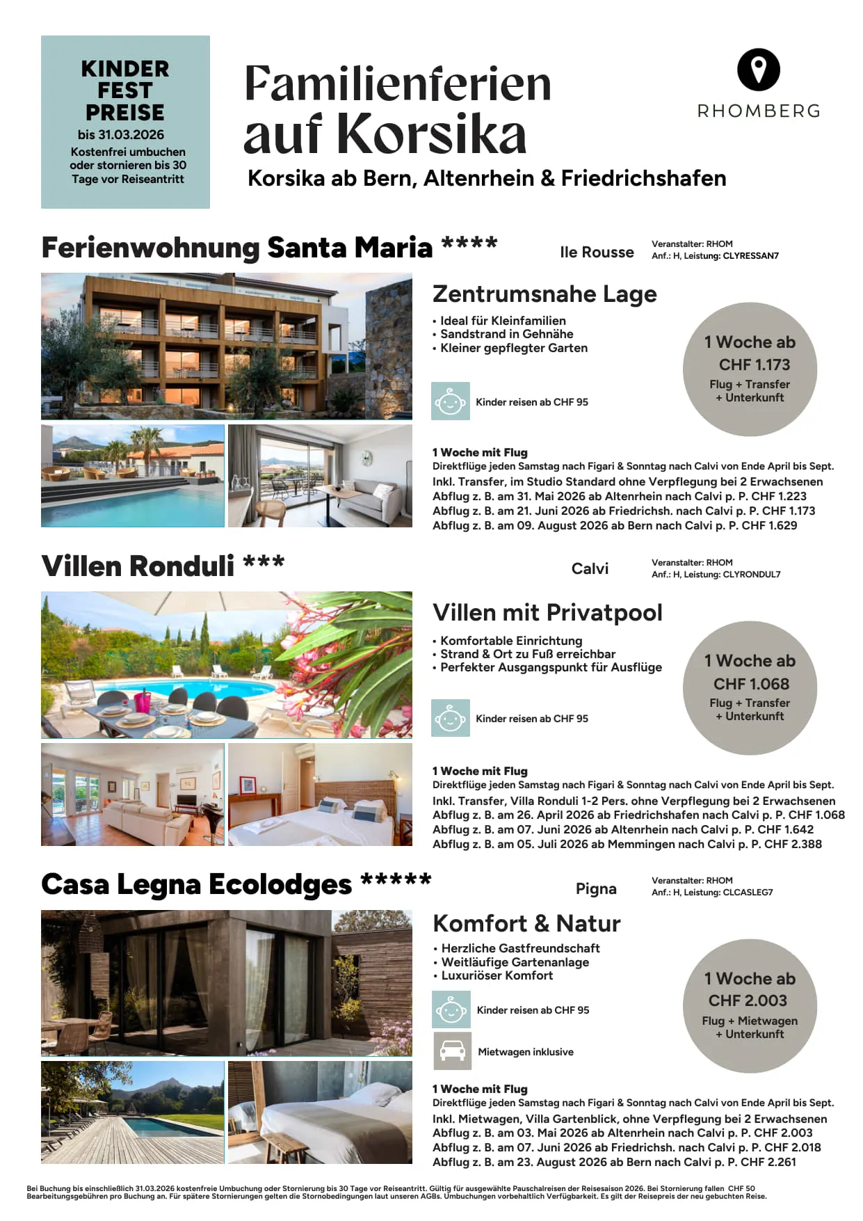 Flyer Kinderpauschalen in Korsika